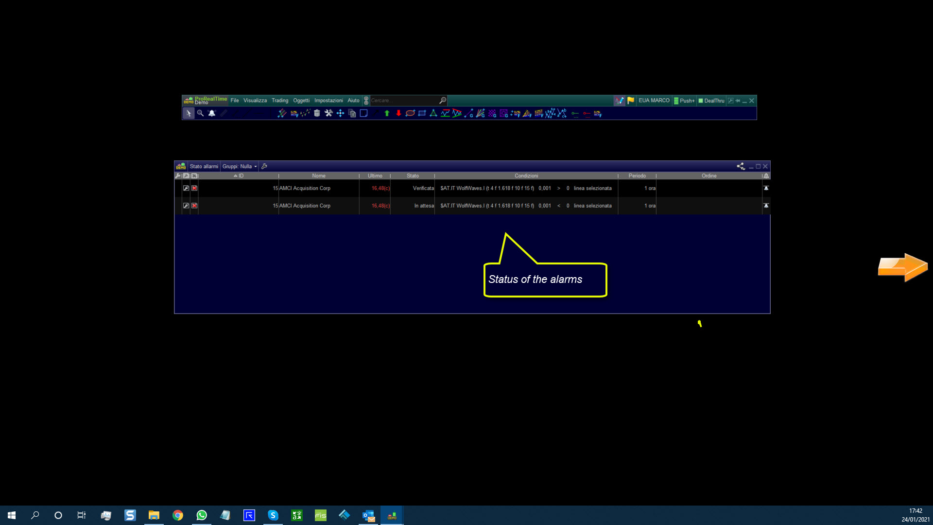AutomaticTrading Alarm Wolfe Waves ProRealtime 6